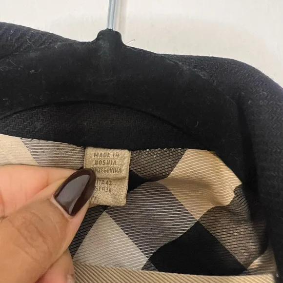 BURBERRY Daylesmoore Double Breasted Wool Cashmere Black Trench Coat Size 8 - Picture 13 of 15